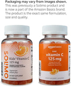 Amazon Basics Kids' Vitamin C 125mg Gummies, Orange Flavor, Soft Chew, 60 Count, Immune Health, Vegetarian, 2 Month Supply (Previously Solimo)