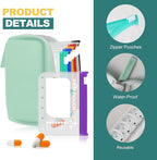 Timueetech A7 Waterproof Pill Organizer with 7 PCS L Size Zippered Pill Pouches for A7 Binder, Large BPA-Free Weekly Medicine Organizer, Color-Coded Reusable Travel Pill Storage System