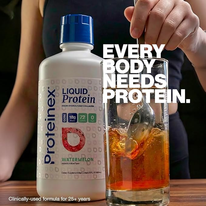 Proteinex Medical Grade Liquid Hydrolized Collagen Protein - Women and Men for Healthy Skin, Hair and Nails, Zero Sugars & Ready to Drink Protein Drink (16 Fl Oz, Watermelon)