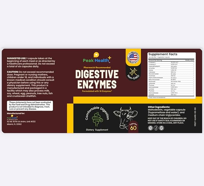 Digestive Enzymes for Foodies | Digestive Support for Meat, Carbs, Fat, Milk and Vegetable Digestion – Pharmacist Formulated 60 Count - USA