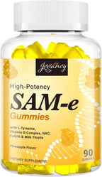 Jovianoy SAM-e Gummies with L-Tyrosine, Vitamin B Complex & NAC, CoQ10, High-Potency SAM-e Supplement - Pineapple Flavor, for Mood, Joint, Cognitive & Liver Detox, Vegan Friendly, 90 Gummies