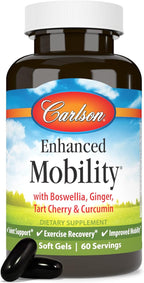 Carlson - Enhanced Mobility, Botanical Joint Support, Boswellia, Tart Cherry, Curcumin, Ginger, 120 Softgels