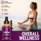 [2 𝐏𝐚𝐜𝐤] Liquid Iron Supplement with Vitamin C – 18mg Iron & 50mg Vitamin C for Anemia Support – Blood Builder Drops for Women & Men – Fast Absorption, Boosts Energy & Immunity – Vegan, Non-GMO