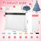 42 Pcs Protein Powder Travel Container Set Reusable Protein Powder Supplement Packets Container to Go Portable Zip up Bags Organizer with Funnels, Spoons and Labels