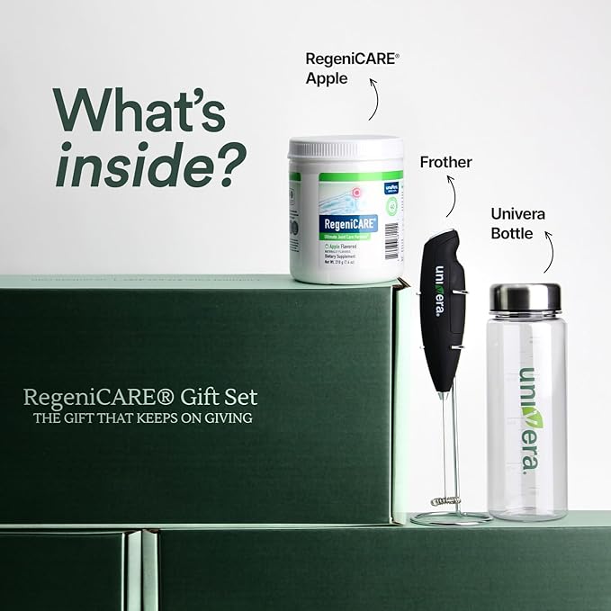 Holiday Gift Set, Joint Support with Univestin®, Glucosamine, Chondroitin & MSM — Bottle & Frother Included, Green Apple Flavor, 30 Servings