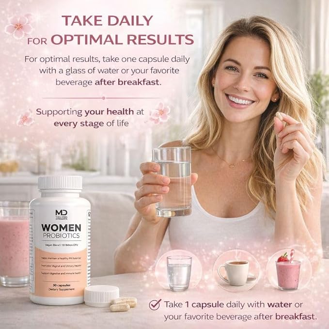 Women’s Probiotics – Vaginal Urinary Digestive Gut Balance Skin Support Daily Probiotic Supplement Vegan Capsules – 30 Count
