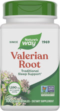 Nature's Way Valerian Root, Traditional Sleep Support*, Non-GMO Project Verified, Gluten Free, Vegan, 100 Capsules (Packaging May Vary)