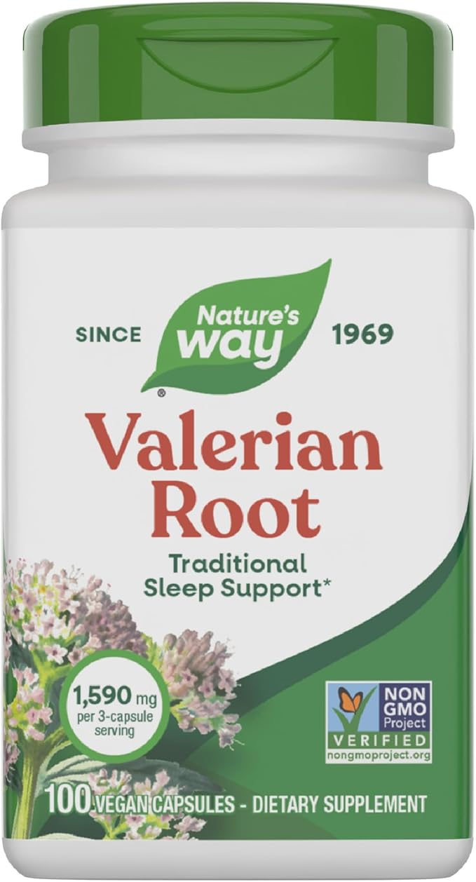 Nature's Way Valerian Root, Traditional Sleep Support*, Non-GMO Project Verified, Gluten Free, Vegan, 100 Capsules (Packaging May Vary)