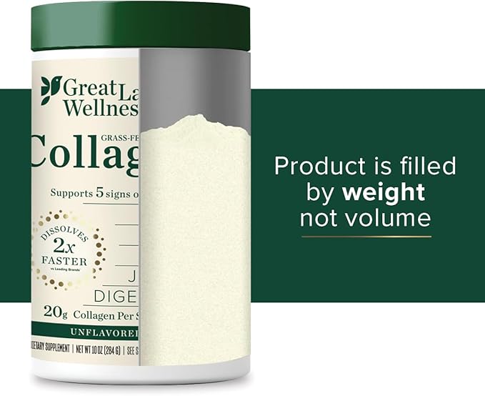 Great Lakes Wellness Collagen Peptides Powder – Supports Skin, Hair, Nails, Joints & Digestion – Hydrolyzed, Quick Dissolve, Non-GMO, Keto & Kosher – Pure Collagen Protein (10 oz, 14 Servings)