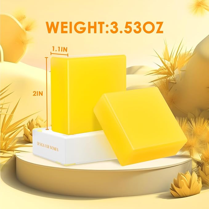 2 PCS Yoni Soap Bars Feminine Wash, 100% Natural Organic Yoni Bar Soap for Women Ph Balance Yoni Wash Eliminates Odor Moisturizing Yoni Care Soap with Foaming Net, Pineapple Handmade Soap 3.53 OZ