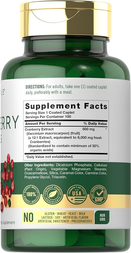 Carlyle Cranberry Pills | 100 Caplets | Non-GMO, Gluten Free Supplement for Women & Men
