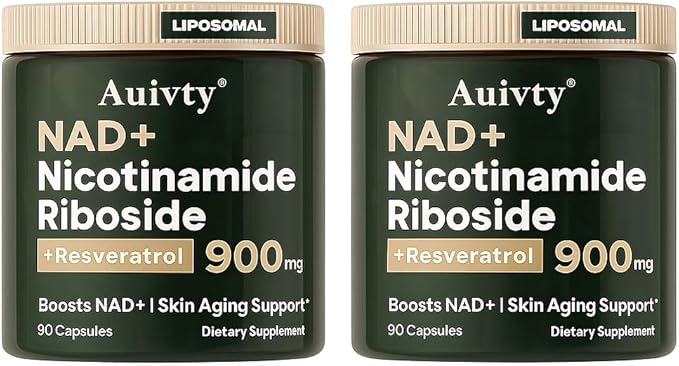 NAD+ Nicotinamide Riboside with Resveratrol 900 mg, Liposomal Dietary Supplement – Pack of 2 (2 × 90 Capsules) – Cellular Energy & Healthy Aging Support (2)