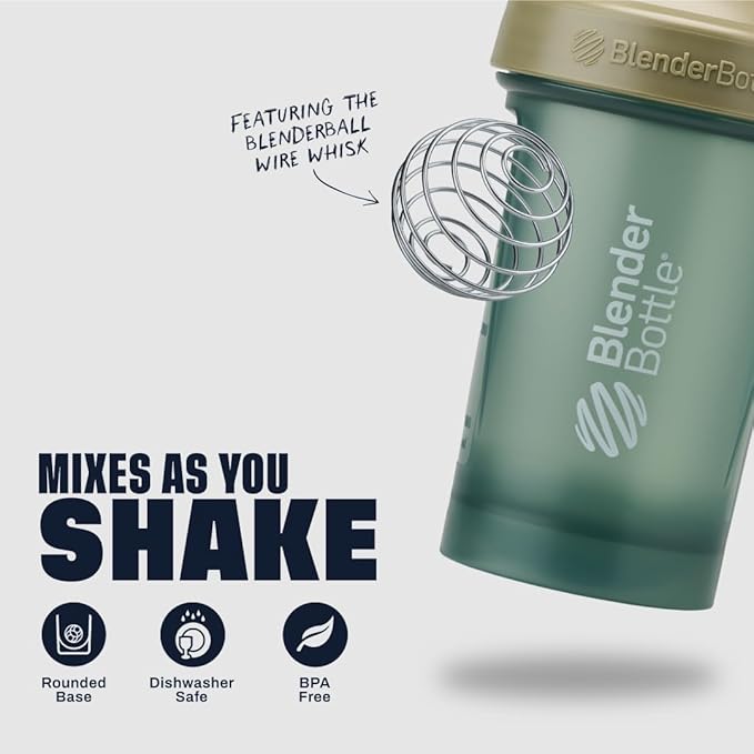BlenderBottle Classic V2 Shaker Bottle Perfect for Protein Shakes and Pre Workout, 4-Ounce, Full Color Tan