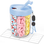 AMOOS Large Pill Dispenser with 6 Compartments, Anti-Mix Pill Bottle Organizer with Wide Opening & Easy Retrieval, Vitamin Organizer for Travel, BPA-Free Pill Box with a Strap, Blue