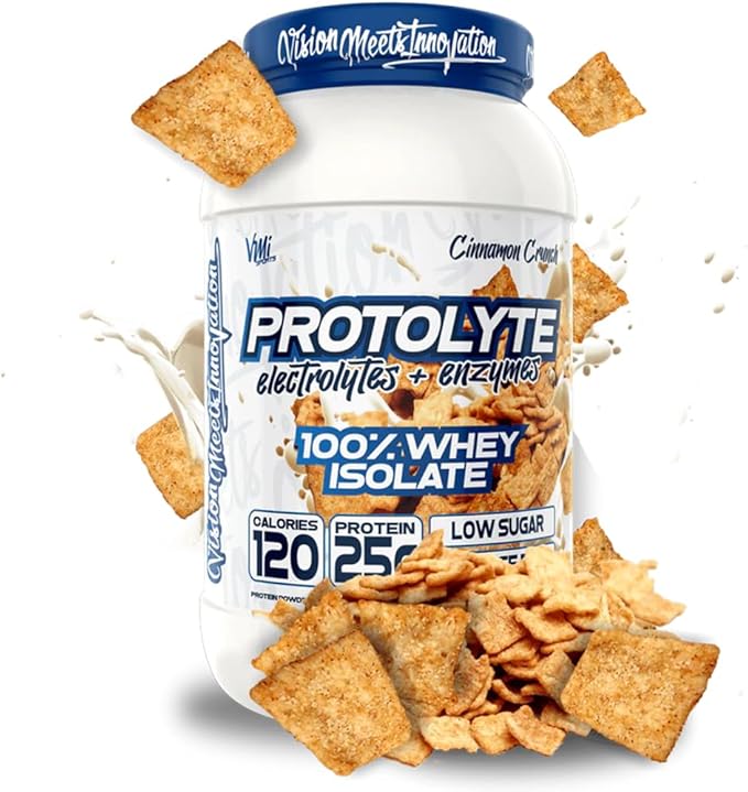 VMI Sports | ProtoLyte Whey Isolate Protein Powder | Low Calorie Whey for Weight Loss and Muscle Gain | Digestive Enzymes | Non-GMO (1.6 lb, Cinnamon Crunch)