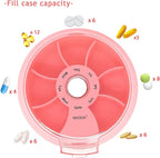 INVODA Weekly Pill Organizer 7 Compartment Rotating Pill Box for Daily Medication & Vitamins - Portable Travel Pill Case Fish Oil Supplements Vitamins Organizer (Pink+Blue)