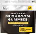 16 in 1 Blend Mushrooms Gummies for Adults - Lion's Mane Mushroom Supplement, Focus Gummies with Lions Mane, Lion's Mane for Adults, Natural Mushroom Supplement for Cognitive Support & Clarity