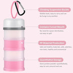 Baderke 2 Pcs Protein Powder Container with Funnels Stand, 4 Stackable Leakproof Protein Powder Dispenser, Portable Keychain Powder Container for Workout, Fitness, Travel(Pink, White)