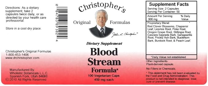 Christopher's Original Formulas Blood Stream Formula - Blood Circulation Supplements - Supports Vein Elasticity, Clean & Pure Bloodstream
