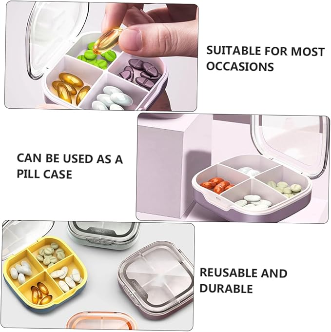VICASKY Portable Mini Medicine Storage Box Sealed Compartment Pill Organizer for Travel Multifunctional Small Container for Pills Jewelry Compact and Easy to Carry