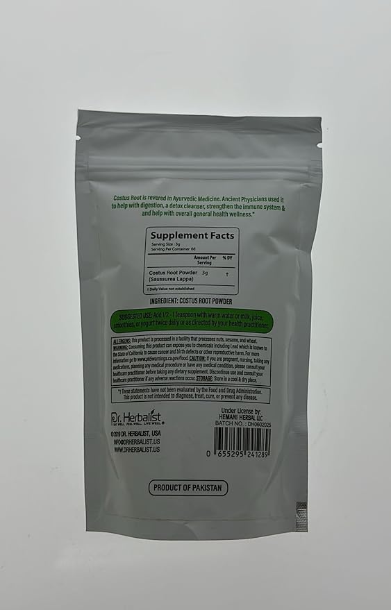 Dr. HERBALIST | 100% Natural Root Powder 200g (7.05 oz) | Premium Quality for Traditional Use, DIY, Herbal Blends & Wellness Rituals (Costus Root Powder)