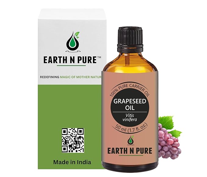Earth N Pure Grapeseed Oil Cold Pressed, Natural and Therapeutic Grade 50 ml
