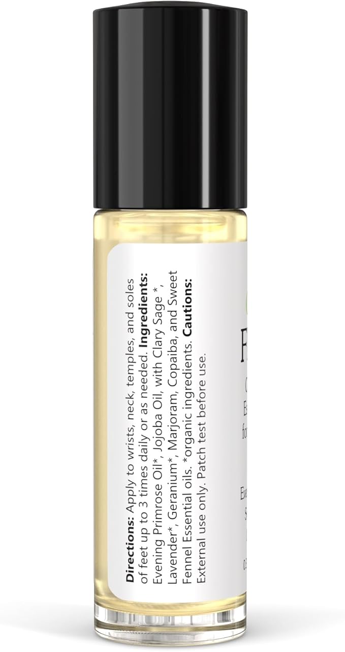 Flow Essential Oil Roll On for Women | Natural Aromatherapy Rollerball for PMS Support, Balance, Mood, and Comfort with Evening Primrose, Clary Sage, Copaiba, Fennel
