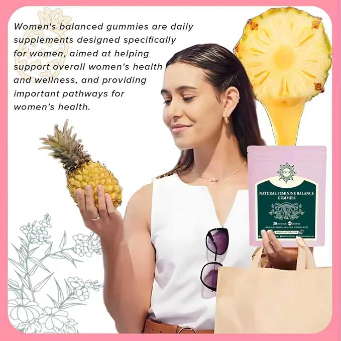 Premium Feminine Balance Gummies - Vaginal Probiotics for Women’s Health & Wellness - Immune Support PH Balance - Vegan, Gluten-Free - Hawaiian Pineapple - 60 Gummies - 30 Servings