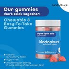 kindnature Alpha Lipoic Acid Gummies 600mg – Neuropathy Supplements – ALA for Nerve Comfort & Antioxidant Support – Sugar-Free, Vegan, Non-GMO – 90 Gummies