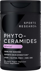 Sports Research® Phytoceramides 350 mg per Veggie Capsule - Plant Derived Ceramides for Healthy Skin and Hydration - Made with Ceratiq® · Non-GMO · Vegan Friendly - 60 Count