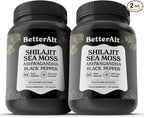 Better Alt Shilajit Sea Moss Capsules Pack of 2 with Ashwagandha & Black Pepper Extract with 85+ Essential Minerals & Antioxidants| Boosts Energy & Metabolism - 120 Servings, 240 Capsules