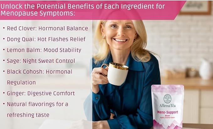 Meno-Support BloatX Organic Menopause Relief: Balances & Supports Hot Flashes, Hormones, Moods Swings, Night Sweats, & Bloating with Black Cohosh, Red Clover & Dong Quai. Natural Fresh Lemon Flavor.
