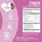 PUREFINITY Fiber Gummies for Adults with Inulin FOS from Chicory Root, Sugar Free Prebiotic Supplement for Daily Digestion & Constipation Support – Non-GMO, Vegan, 60 Count