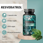 APOLLO'S HEGEMONY Resveratrol High Dose 400 mg - 60 Vegan Capsules - 2 Months Supply - 98% Trans-Resveratrol from Japanese Knotweed Extract - Natural Antioxidant