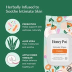 The Honey Pot Company - Prebiotic Feminine Wipes - Daily PH Balancing, Fragrance & Sulfate Free Wipes for Intimate Parts, Body, or Face - Hygiene Products - 30 ct.