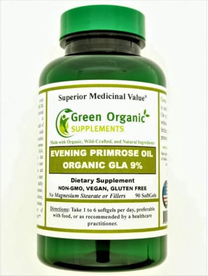 Green Organic Supplements Evening Primrose Oil, GLA, Organic (Pack of 1)