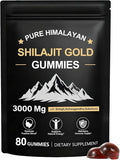 Himalayan Shilajit Gummies for Men & Women - No Added Sugar, 100% Natural & Organic with Ashwagandha, Gokshura, Fulvic Acid & 85+ Trace Minerals, Individually Wrapped, Non-GMO, 80 Gummy I Pouch