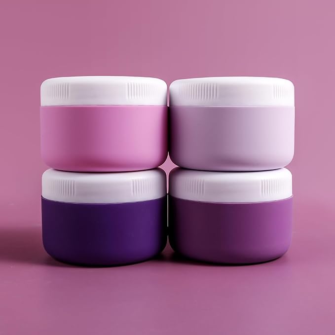 kuangre Travel Containers for Toiletries, Silicone Cream Jars BPA-Free, Leak-proof 1.35oz Travel Size Containers, Portable Size Silicone Jars with Lid for Cosmetic Face Hand Body Cream (4 Pack)