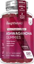 WeightWorld Ashwagandha Gummies for Stress Relief, Healthy Sleep & Energy Booster | 120 Count (2-Month Supply) | Vegan Ashwagandha Supplements Gummies | Natural Raspberry-Flavor, Non-GMO, Gluten-Free