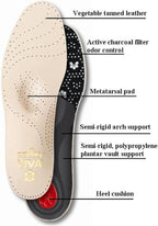 Pedag Viva | Leather Arch Support Inserts | Handmade in Germany | Plantar Fasciitis Relief | Heel Cushion | Activated Charcoal Odor Control | Metatarsal Support Pad | Tan | Women US 5/ EU 35