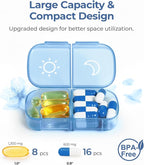 AUVON XL Weekly Pill Organizer 2 Times a Day, AM PM Pill Case with One-Side Large Opening for Easy to Use, Pill Box 7 Day Travel Medication Organizer for Medications, Vitamins, Fish Oils, Supplements