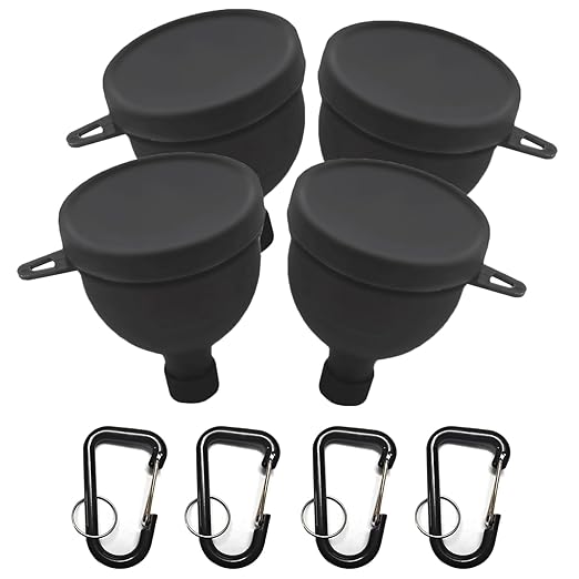 4 Pack Premium Protein Powder Containers - Portable Pre Workout and Protein Funnels for Filling Water Bottles, Shaker Bottles w/Protein Powder,with Sturdy Carabiners