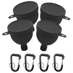 4 Pack Premium Protein Powder Containers - Portable Pre Workout and Protein Funnels for Filling Water Bottles, Shaker Bottles w/Protein Powder,with Sturdy Carabiners