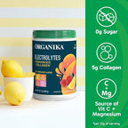 Organikа Electrolytes with Enhanced Collagen Powder for Women & Men - 13 oz - Zesty Lemon Berry-Flavored Effervescent Electrolyte & Collagen Drink Mix - Deep Hydration, Mobility, Skin, Hair, & Nails