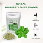 Korean Mulberry Leaf Powder– 100% Pure Dried from Korea, Herbal Ingredient for Tea, Natural Plant-Based Powder 뽕잎가루 (10.6 oz (300g), Mulberry Leaf)