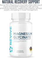 Revive MD Pure Magnesium Glycinate 200mg – High Absorption Supplement for Relaxation, Stress Relief, Sleep & Memory Support – Promotes Strong Bones, Healthy Nerve & Muscle Function (180 Servings)