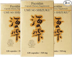 3 Bottles of Umi No Shizuku Fucoidan Capsule Pure Seaweed Extract Enhanced with Agaricus Mushroom Optimized Immune Support Health Supplement