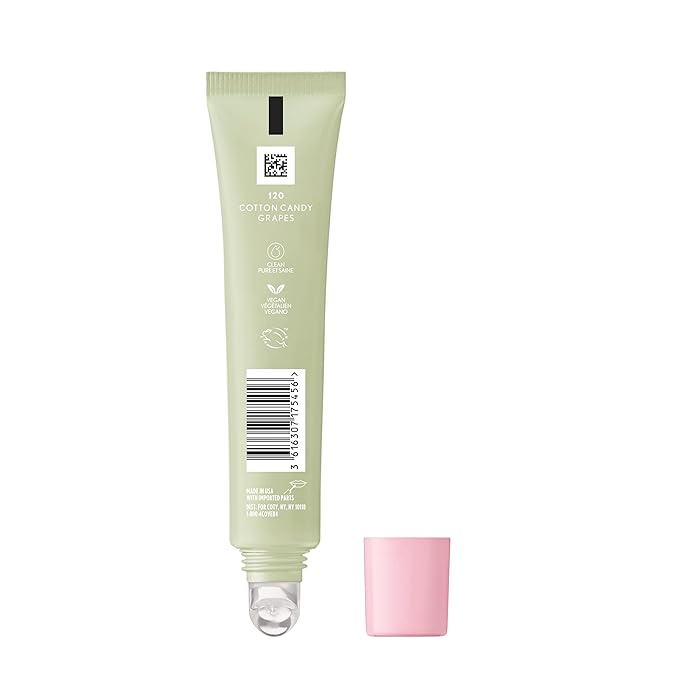 COVERGIRL Clean Fresh Squishy Glaze™ Lip Butter Balm, Flavored, Non-Sticky, with Vitamin E & Shea Butter – 120 Cotton Candy Grapes (Sheer Mint)