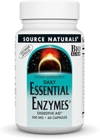Source Naturals Essential Enzymes 500mg Bio-Aligned Multiple Enzyme Supplement Herbal Defense for Digestion, Gas, Constipation & Bloating Relief - Supports Immune System* - 60 Vegetarian Capsules