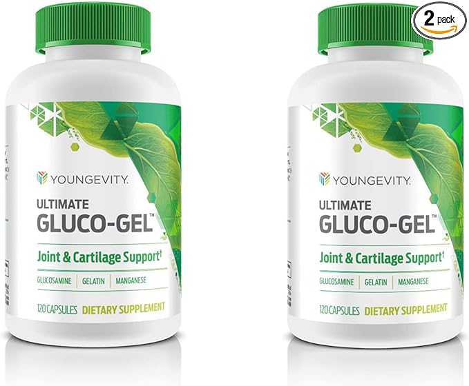 Youngevity Ultimate Gluco-Gel -for Bones, Tendons, Bones & Cartilage | Contains Glucosamine, Gelatin & Manganese | 2 Bottles